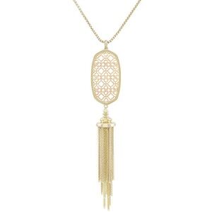 KENDRA SCOTT Rayne Long Gold Filigree Tassel Pendant Necklace